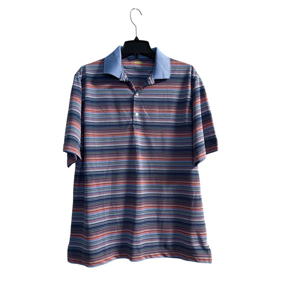 Play Dry Golf Polo Shirt Blue Striped Size Medium short sleeve